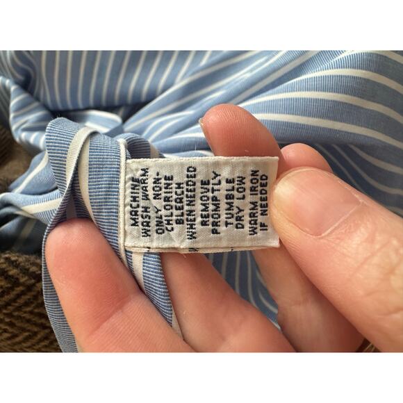 Ralph Lauren Men’s 17 34/35 Stripped Button Down Shirt Classic Fit Cotton Blue - Picture 9 of 12